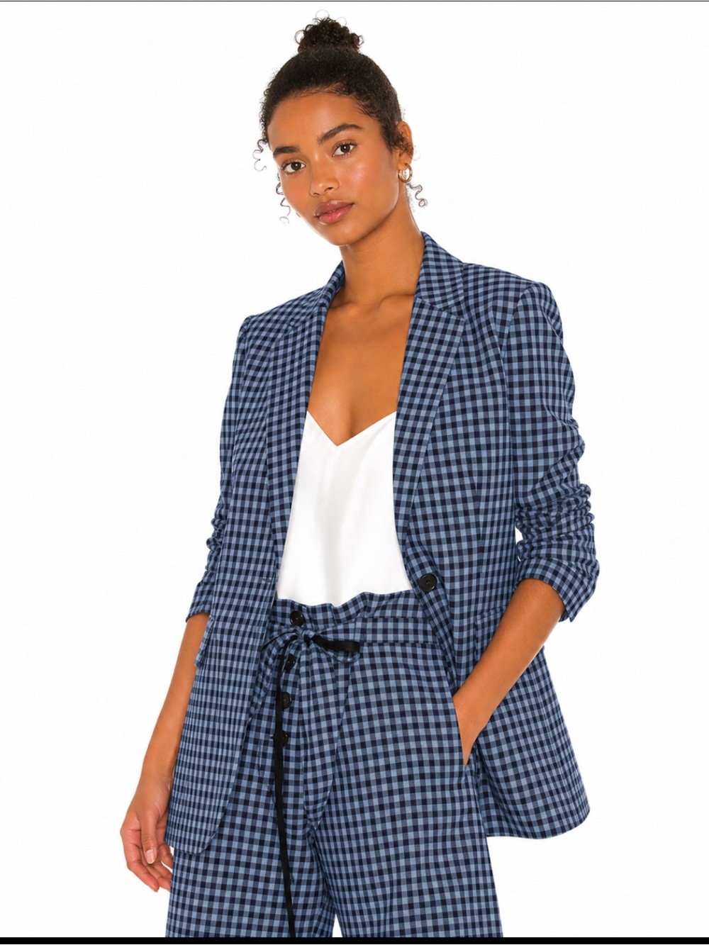 rag & bone light blue and Navy Gingham Relaxed Fit Blazer